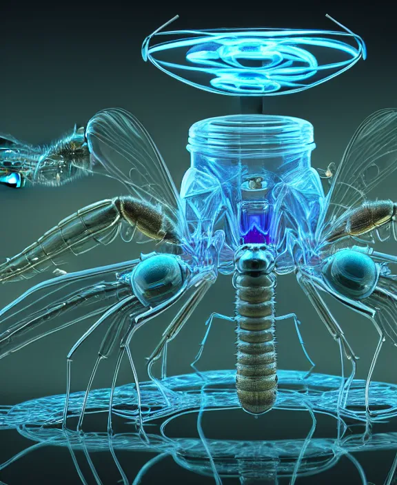 Image similar to opulent transparent clear see - through image of insects, biology, neon lights, clean medical environment, ultra realistic, concept art, art nouveau, photorealistic, octane render, 8 k, unreal engine. art by chris cunningham and nori inoguchi and sam kaplan and zachary goulko and christopher marley and artgerm