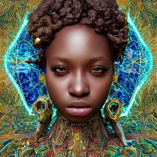 Image similar to professional photograph portrait of African Elvin princess, fantasy surrealism, intricate complexity, manga styling, intricate complexity, subsurface scatter, drum scanner, 8k render