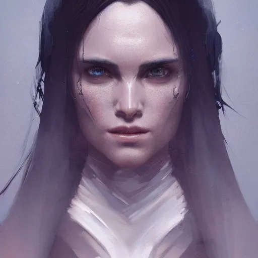 Image similar to a well designed portrait of a sorcerer woman , detailed, realistic, Artstation, Greg Rutkowski, 8K resolution.