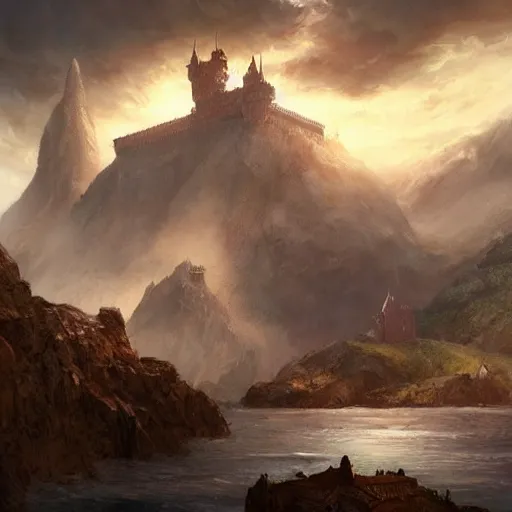 Image similar to a castle on a flying island, masterpiece, by greg rutkowski, magic the gathering coloring style, epic fantasy style art, fantasy epic digital art, epic fantasy card game art