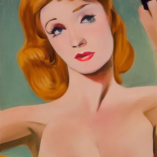 Image similar to faye reagan in the style of mel ramos in a martini