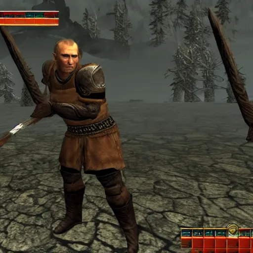 Image similar to vladimir putin in skyrim, gameplay screenshot