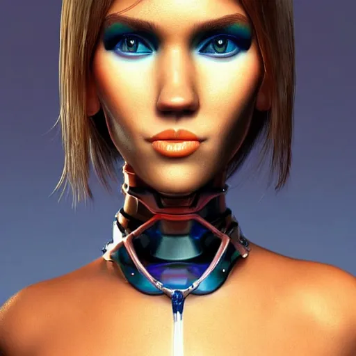 Image similar to pixar movie poster portrait photo : : of jessica alba as cat cyborg woman designed by weta workshop : : artstation, unreal engine : : rave makeup, pearlescent, sweaty, morning, vogue cover