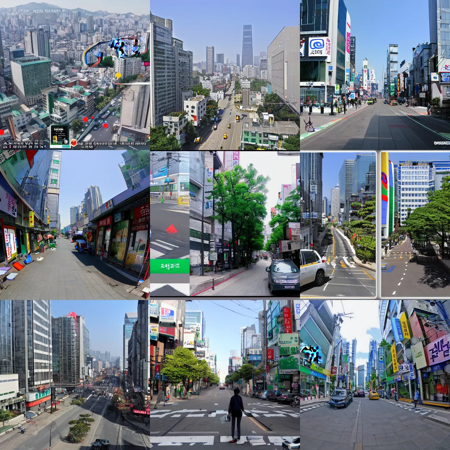 Prompt: google street view from seoul, south korea