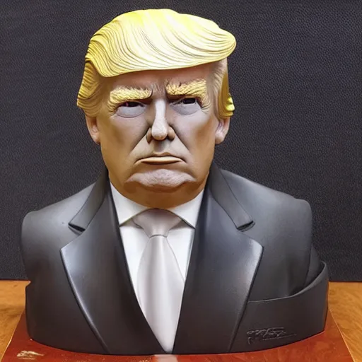 Prompt: donald trump post - mortem bust, sharp detail, intricate detail, highly detailed