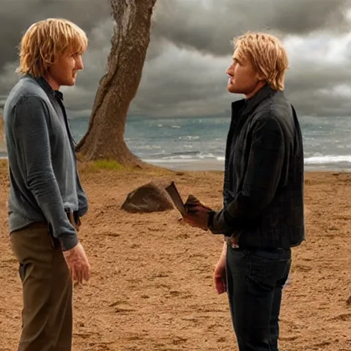 Image similar to still from a romantic comedy starring Owen Wilson and Cthulhu, eldritch god of insanity