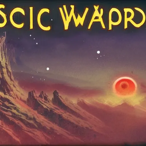 Image similar to retro sci-fi, fantasy alien world