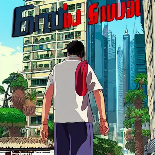 Image similar to gta : dubai, by studio ghibli