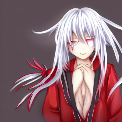 Prompt: fujiwara no mokou from touhou