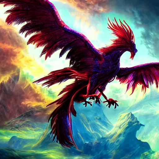 Prompt: fantasy art 4 k htper detailed photo phoenix rising from ashes