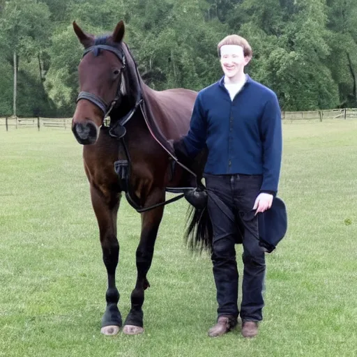 Prompt: amish mark zuckerberg riding a horse and buggy