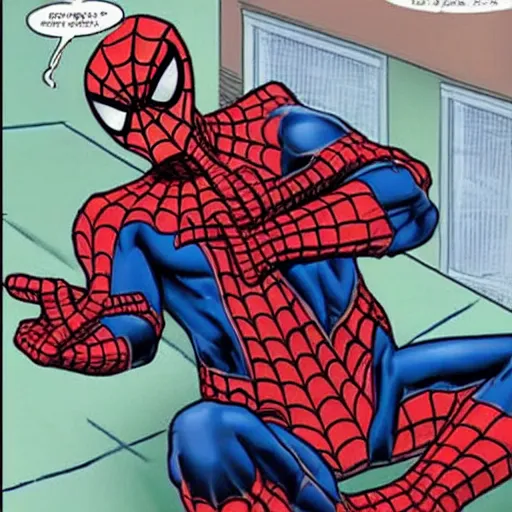 Image similar to taking medicine spiderman taking medicine taking medicine