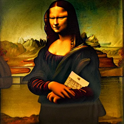 Image similar to a modern man with a suit and briefcase missing the bus in the morning. in the style of mona lisa by leonardo da vinci