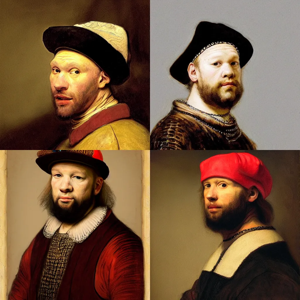 Prompt: portrait of a snake dressed like Fred durst by Rembrandt