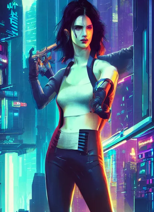 Image similar to Selina. Hacker infiltrating corporate mainframe. Cyberpunk 2077, blade runner 2049, shadowrun, matrix Concept art by James Gurney, greg rutkowski, and Alphonso Mucha. Vivid color scheme.