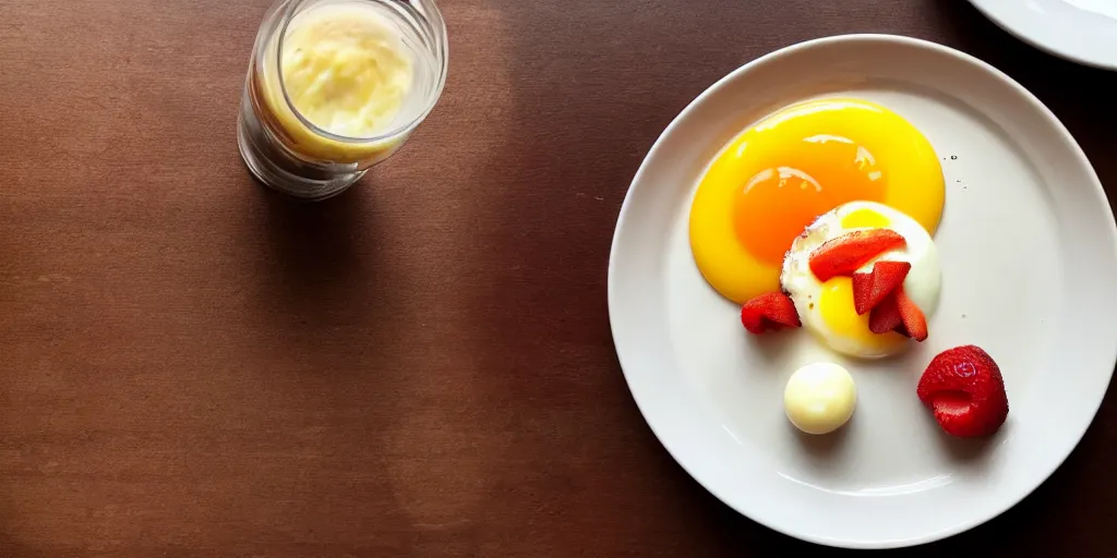 Prompt: photo of breakfast, close - up, low saturation, diffuse light, feels like everyday life