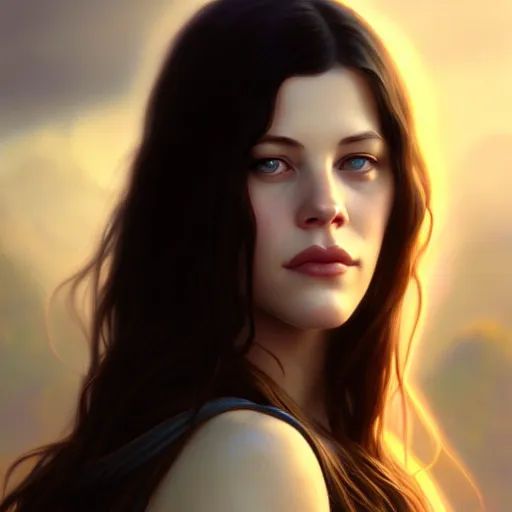 Prompt: beautiful digital painting of young liv tyler background with high detail, 8 k, stunning detail, photo by artgerm, greg rutkowski and alphonse mucha, unreal engine 5, 4 k uhd