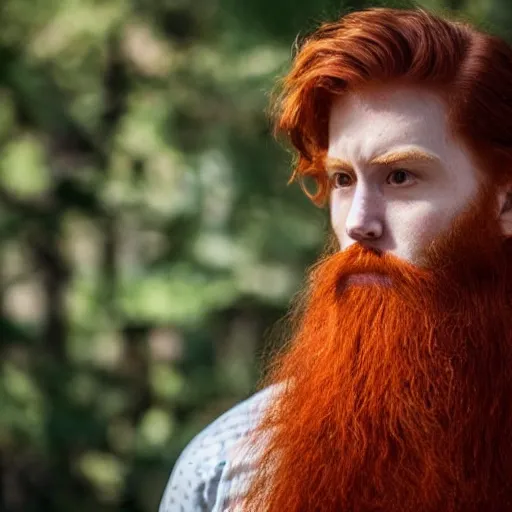 Prompt: a widefaced redhead man with a beard and big brain