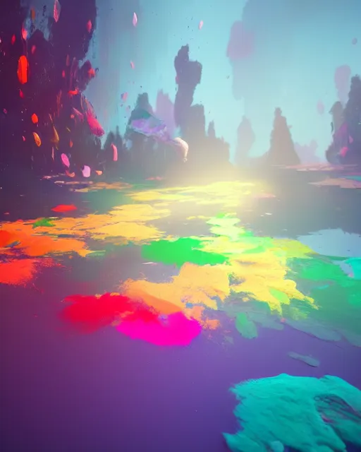 Prompt: color pigments spread out in air, dream, concept art, unreal 5, trending on artstation