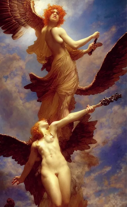 Image similar to Archangel casting a powerful spell by Adrian Smith and Delphin Enjolras and Daniel F. Gerhartz and Lawrence Alma-Tadema