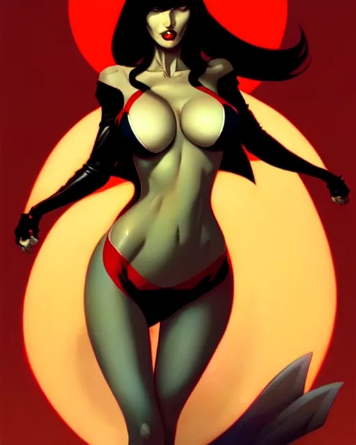 Image similar to peter mohrbacher, phil noto comicbook cover art, megan fox as vampirella