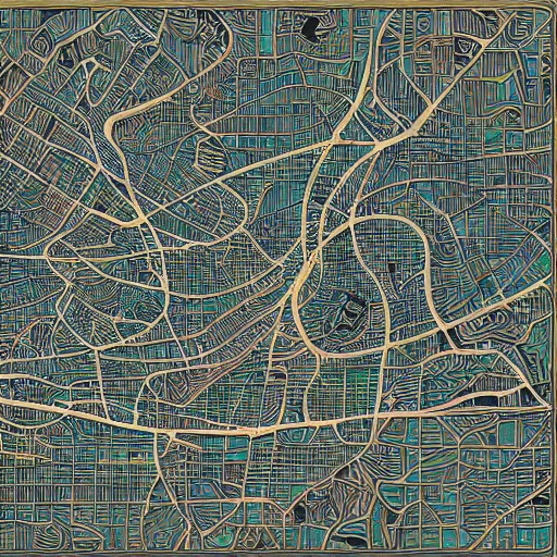 Prompt: very detailed and intricate grotosque jakarta map by gareth fuller