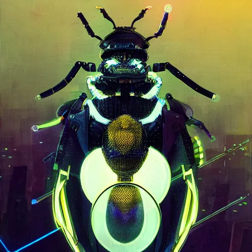 Image similar to portrait futuristic bee animal, in future cyberpunk sydney rooftop , sci-fi, fantasy, intricate, very very beautiful, elegant, human anatomy, neon light, highly detailed, digital painting, artstation, concept art, smooth, sharp focus, illustration, art by tian zi and WLOP and alphonse mucha