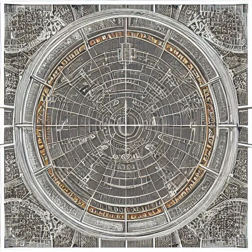 Prompt: intricate baroque kawaii circular cartography map of the library of babel, bevel and emboss : : terrain cartography, surrealist aesthetic, autodesk 3 d rendering, v - ray collection, maverick studio, arnold 3 d render, blender render, enscape render, maxwell render, luxcorerender, renderman, lumion render, marmoset render