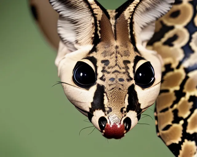 Image similar to an award winning photo of a serval - headed ball python, environmental portrait photography, national geographic, 4 k, sharp focus