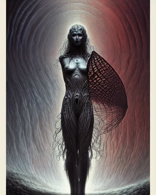 Prompt: a 3/4 view of a Norse goddess highly detailed, digital art, in the style of Ayami Kojima, Zdzislaw Beksinski, H. R. Giger