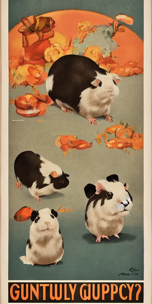 Prompt: a 1 9 2 0 s poster advertising guinea pigs