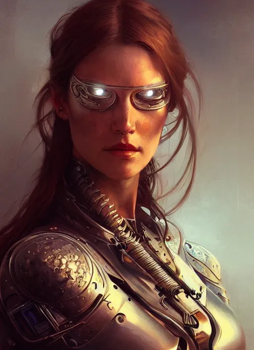 Prompt: portrait of terminator, fantasy, medieval wear, intricate, elegant, highly detailed, digital painting, artstation, concept art, smooth, sharp focus, illustration, art by artgerm and greg rutkowski and alphonse mucha