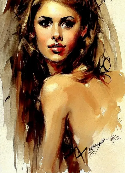 Image similar to portrait of a pretty young lady andrew atroshenko by simon bisley