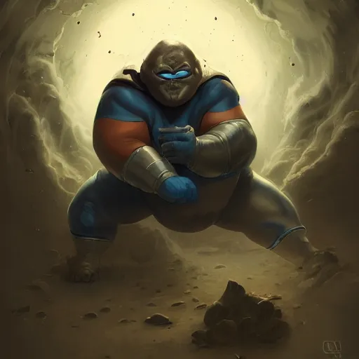 Prompt: a insanely detailed painting of a slightly overweight masked superhero wearing a tight fitting costume, staring at the computer nervously clicking on the mouse in the style of peter mohrbacher, dramatic lighting and composition, trending on artstation, concept art, comic book