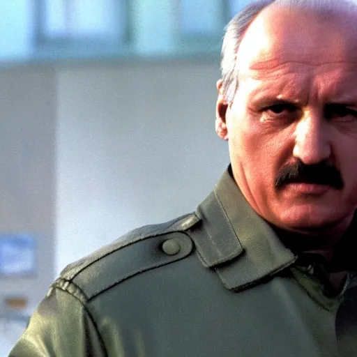 Image similar to Alexander Lukashenko in Terminator, cinematic still