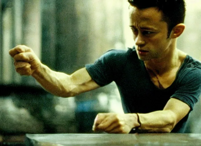 Image similar to film still of Joseph Gordon-Levitt as Tyler Durden in Fight Club 1999