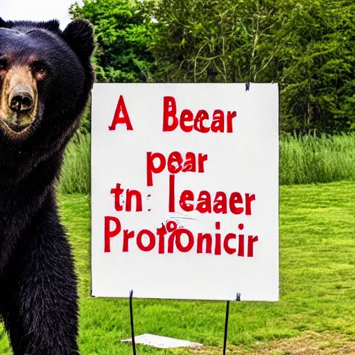 Image similar to a drawn sign warning about Professor Bear