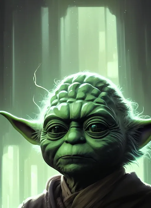 Image similar to highly detailed portrait yoda in gta v stephen bliss unreal engine fantasy art by greg rutkowski loish rhads ferdinand knab makoto shinkai lois van baarle ilya kuvshinov rossdraws tom bagshaw global illumination radiant light detailed intricate environment