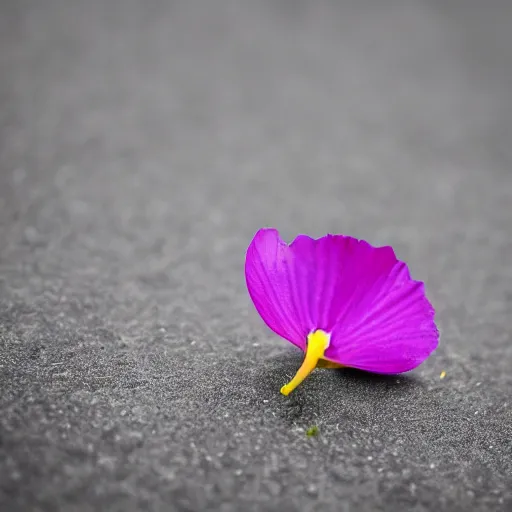 Prompt: closeup photo of 1 lone purple petal flying above a kids in park, city, aerial view, shallow depth of field, cinematic, 8 0 mm, f 1. 8 - c 1 2. 0