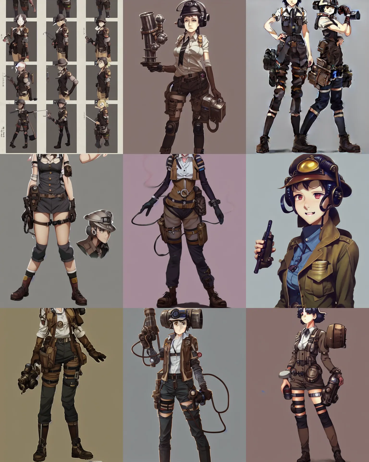 Prompt: character concept art of an dieselpunk engineer woman | | very anime, cute - fine - face, pretty face, realistic shaded perfect face, key visual, fine details by stanley artgerm lau, wlop, rossdraws, james jean, andrei riabovitchev, marc simonetti, and sakimichan, tranding on artstation