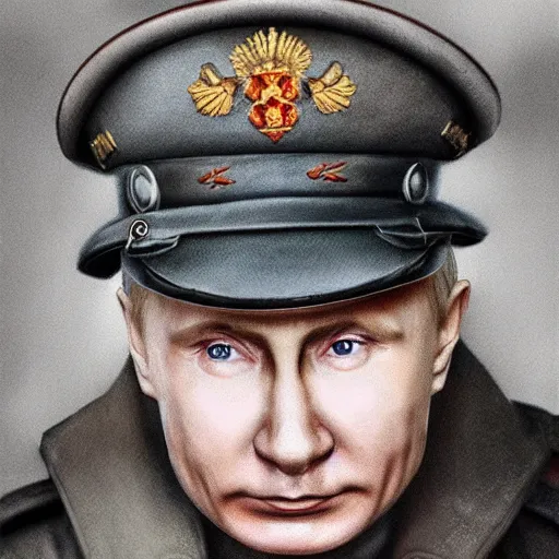 Image similar to portrait of putin in a finnish war in 1 9 3 9 hyperrealistic digital concept art