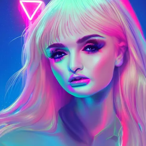 Prompt: kim petras neon album cover, artstation, cgsociety