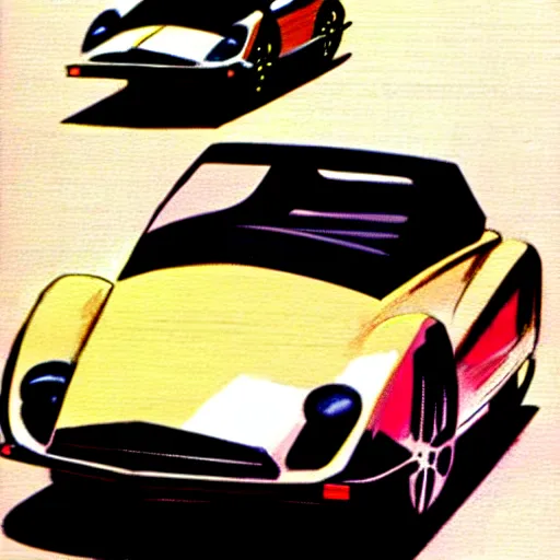 Prompt: concept art of a car with a sidecar being driven, painted by syd mead, high quality