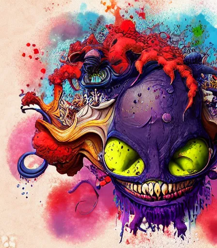 Image similar to TIm Burtons style Muliversus by Alex Pardee and Nekro and Petros Afshar, and James McDermott,unstirred paint, vivid color, cgsociety 4K
