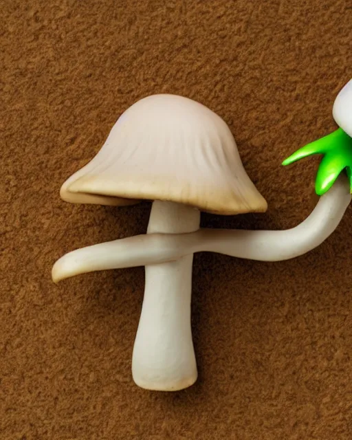 Image similar to a mushroom with arms and legs