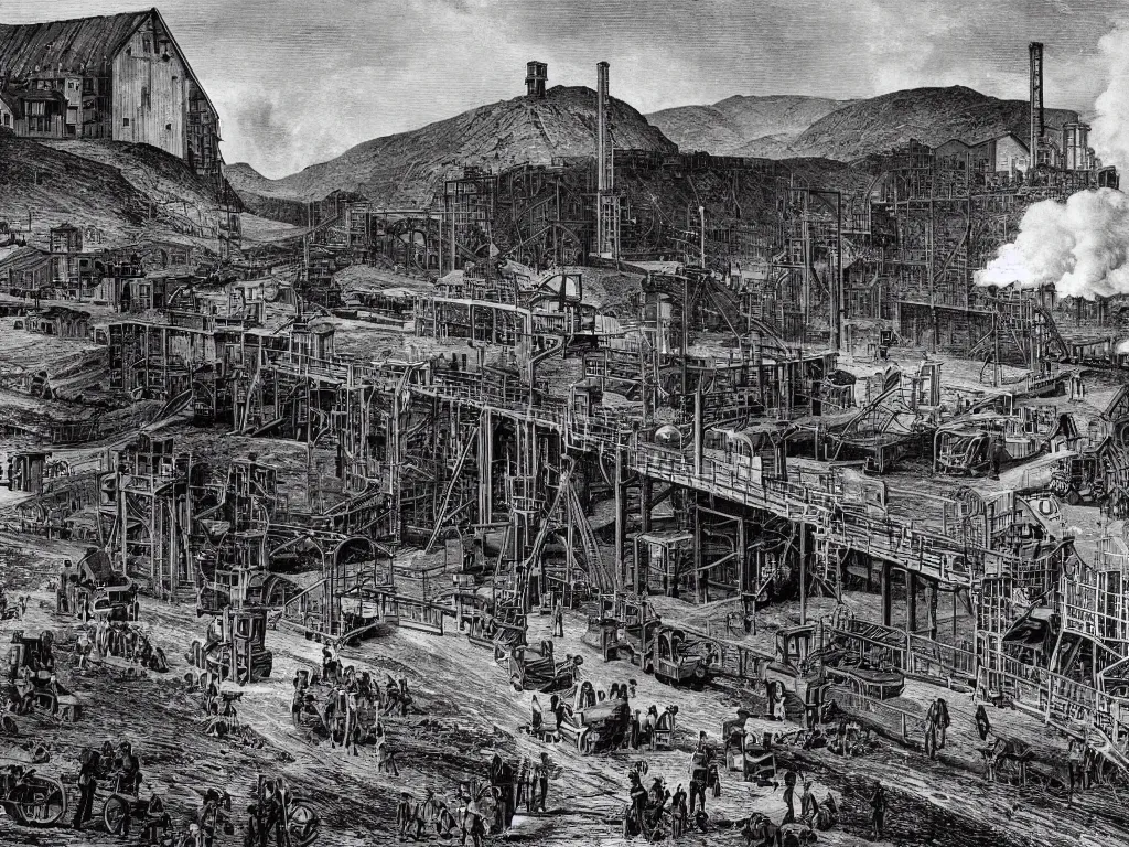 Image similar to industrial revolution, coal mine, miners