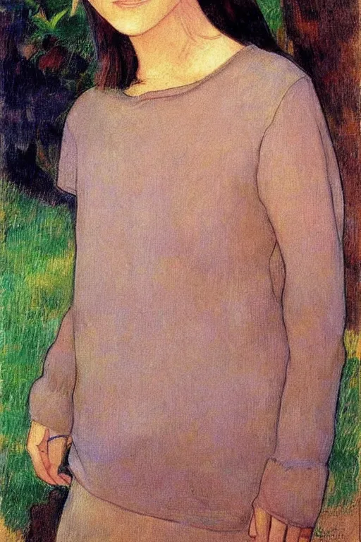 Prompt: “ young natalie portman drawn by paul gauguin ”