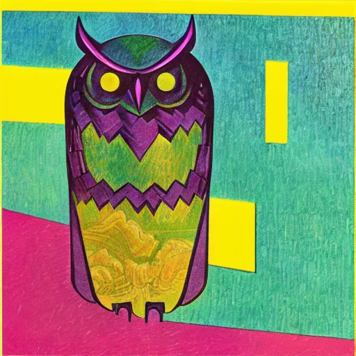 Prompt: eldritch blooming alien country cube owl loch column champagne , by Paul Gauguin and Henriette Grindat and Gerardo Dottori , 20 megapixels , synthwave , cubist