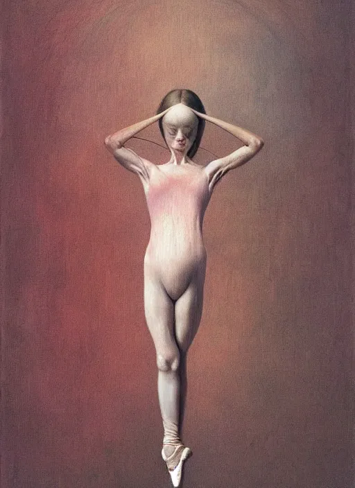 Image similar to ballerina fetal, painted by zdzislaw beksinski