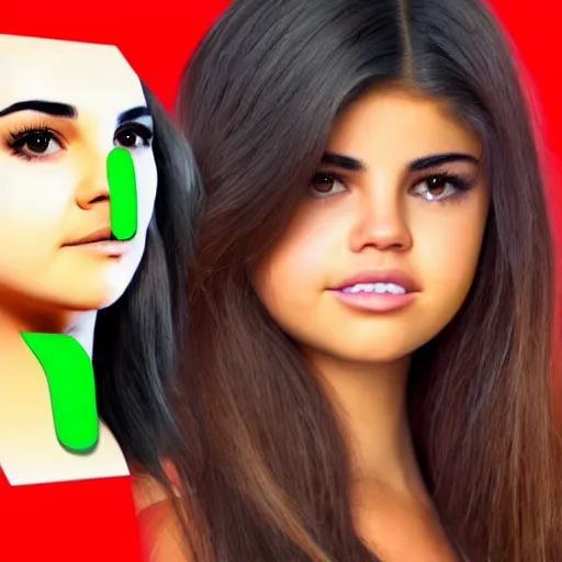 Image similar to human celery with the face of selena gomez, hd, photoshop, deep fake